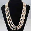 Snh 8-9mm A Grade 3 Rows Multicolor Pearl Necklace Wholesale